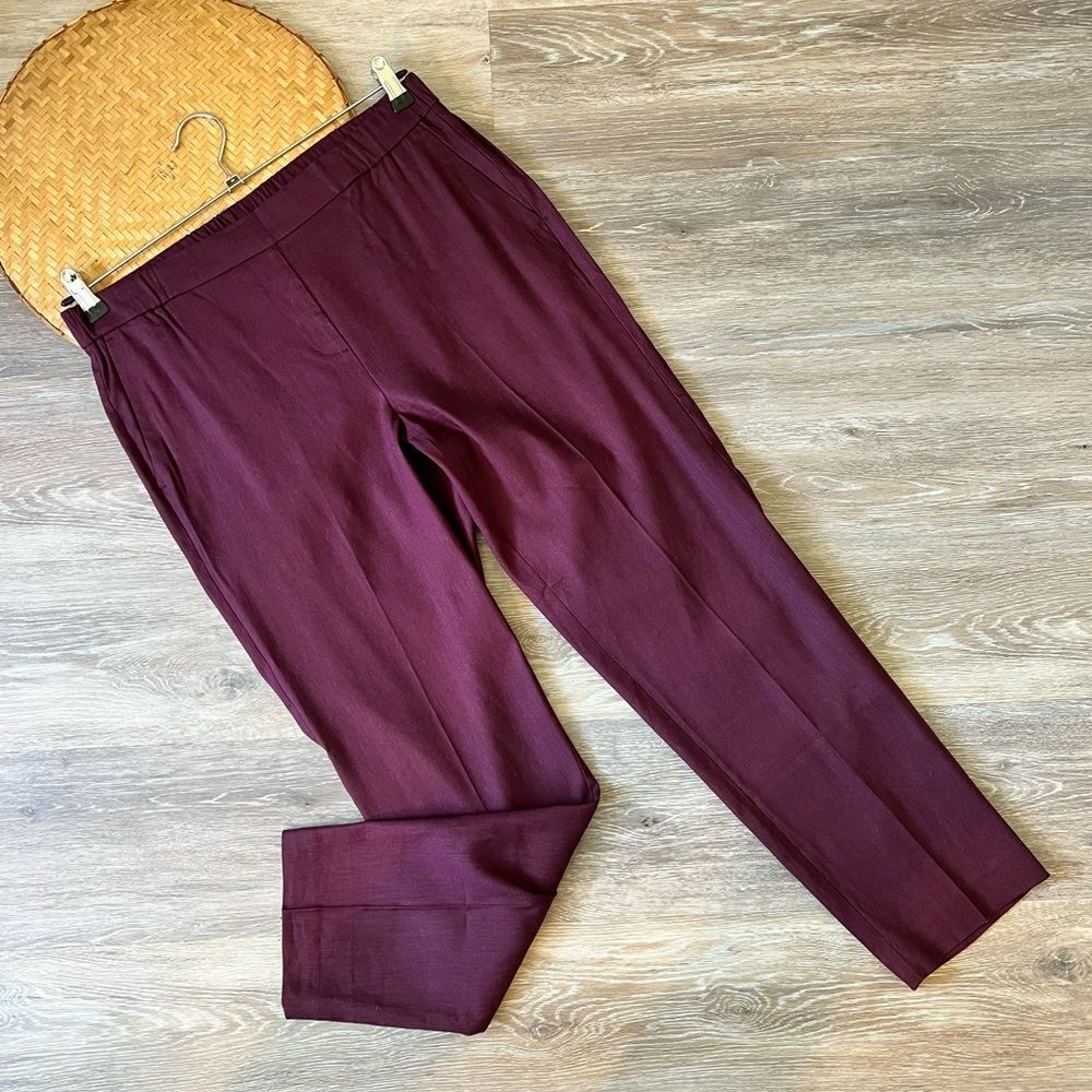 J. Jill maroon linen stretch ankle pants women’s size‎ M TALL